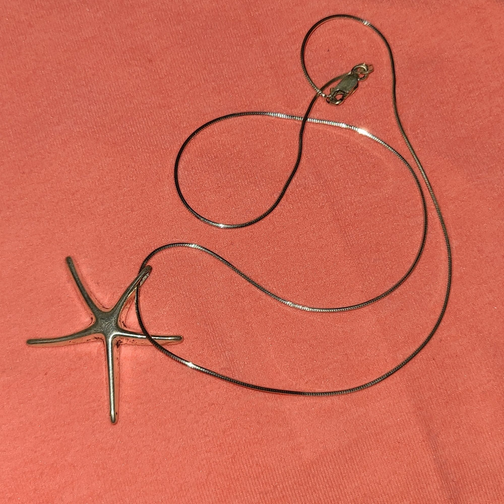 Sterling silver starfish pendant with chain